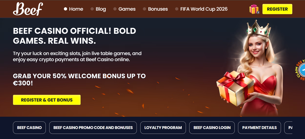 One hundred rounds listed in the no deposit bonus terms on the Beef Casino page
